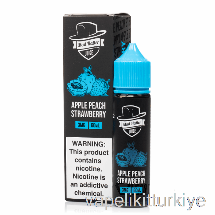Vape Likit Elma şeftali çilek - çılgın şapkacı - 60ml 3mg